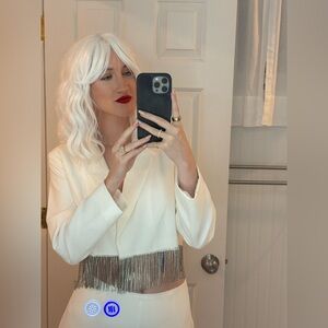 Gianni Bini White Rhinestone Top Jacket Blazer